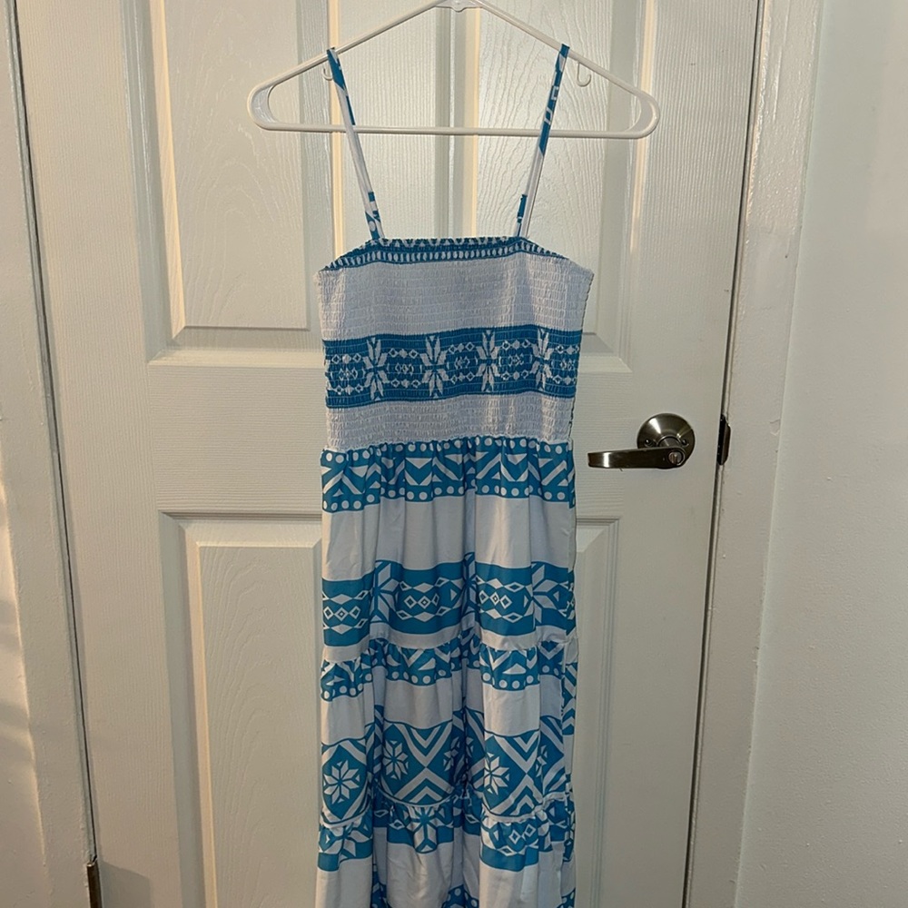 Shein Blue and White Maxi Dress